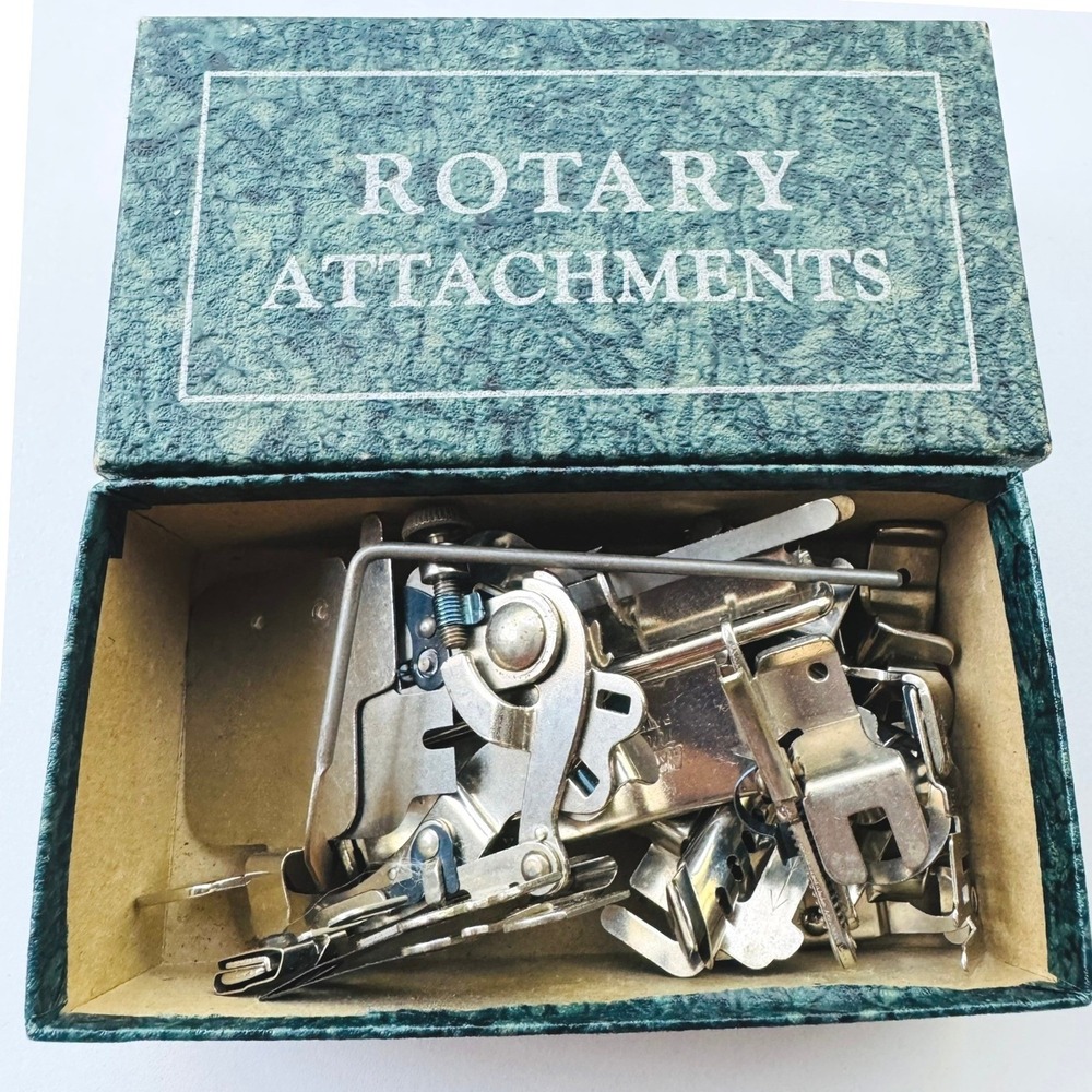 VTG Greist Rotary Sewing Machine Attachments Parts 16 pcs Ruffler Hemmers Crafts